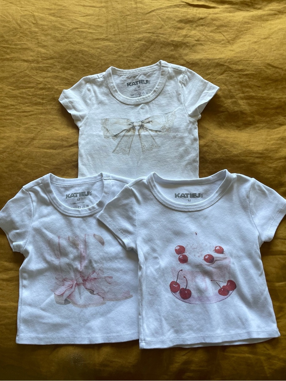 Katie J White Girls' Graphic Tee - Cherries & Bow